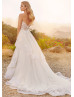 Strapless Beaded Ivory Lace Tulle Wedding Dress With Detachable Train